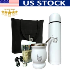 Complete Yerba Mate Kit W/ Straw 750 ML Thermos Bag 2 Gifts Stainless Steel New