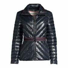 Hunter Women's Gloss Down Puffer Jacket In Navy Blue $385, Sz S New!