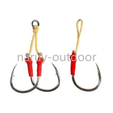 10 Pairs Metal Jigging Double Assist Hook Saltwater Hooks 2/0-11/0 Big Game