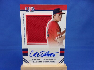 USA Baseball 2017 Jumbo Swatch Silhouette Jersey Signature Calvin Schapira 127