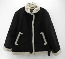 Koolaburra By Ugg Jacket Women L Black Faux Suede Sherpa Lined Aviator Bomber