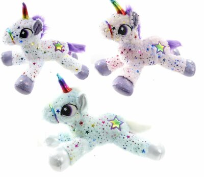 1 x 13'' SPARKLE STAR EINHORN STOFFTIER TEDDY 3 VERSCHIEDENE FARBEN ZUR AUSWAHL 48859