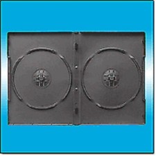 100 NEW GOOD QUALITY 14MM DOUBLE DVD CASES W/BOOKLET CLIPS, BLACK,BL32 FREE SHIP