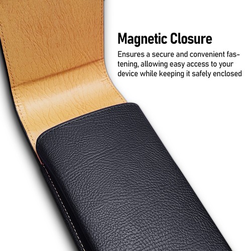 Black Vertical Leather Holster Belt Clip Case Cover For Apple iPhone 16 Plus - Picture 2 of 16