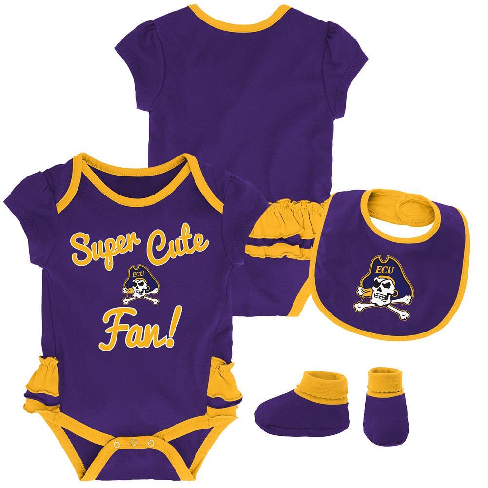 ECU East Carolina University Creeper, Bib and Bootie Set Infant Girls