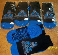 Non-Slip Bottom Grip Trampoline Jump Socks LOT of 5 pr Black Blue Spartan