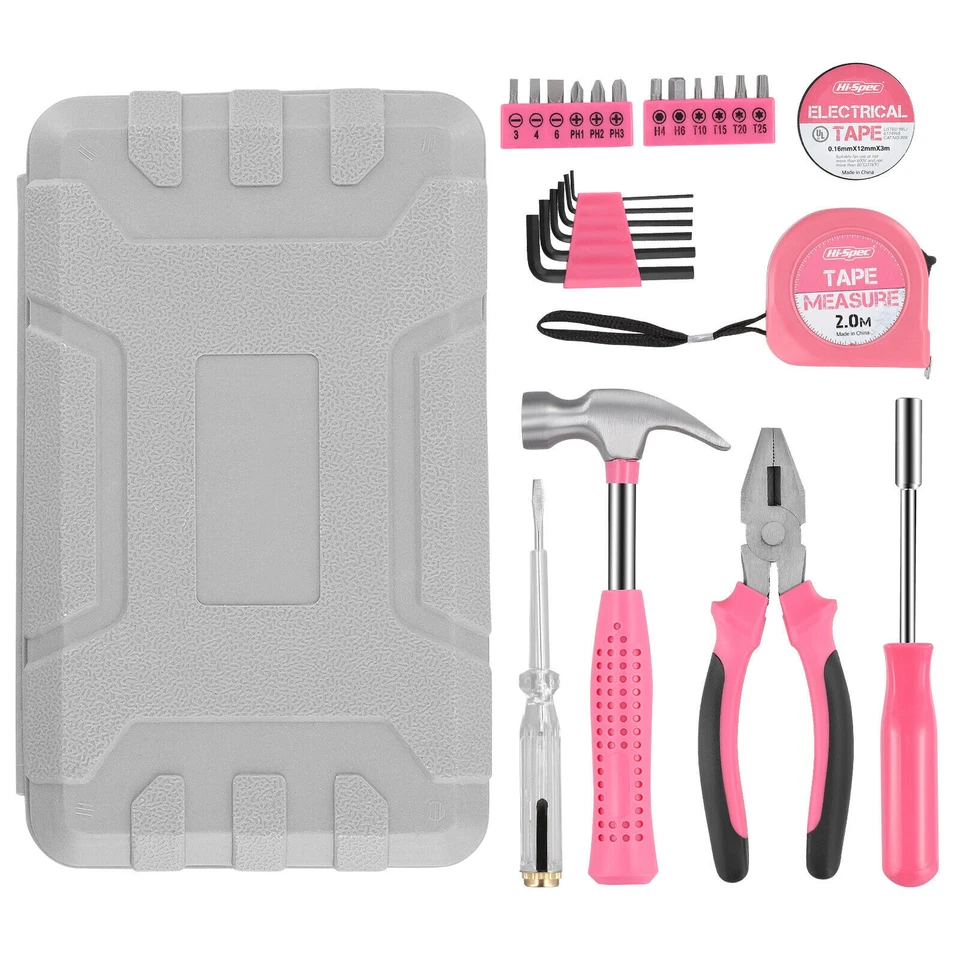 24-teiliges rosa Heimwerker-Werkzeugset für Damen. Kleines Mini-Werkzeugset mit - Bild 2 von 4