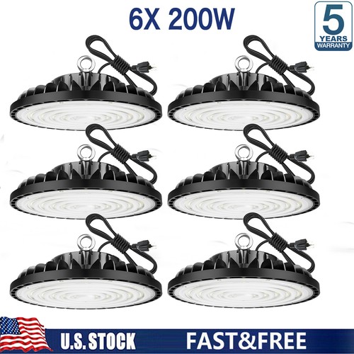 6 Pack 200W UFO Led High Bay Light Commercial Industrial Warehouse Shop Light