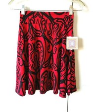 NEW GIRL'S LULAROE KIDS AZURE RED WITH BLACK PRINT STRETCHY SWING SKIRT SIZE 8