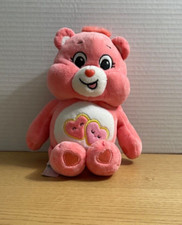 Care Bears Love A Lot Bear Plush Pink w Hearts By Just Play Stuffed Animal 10 in