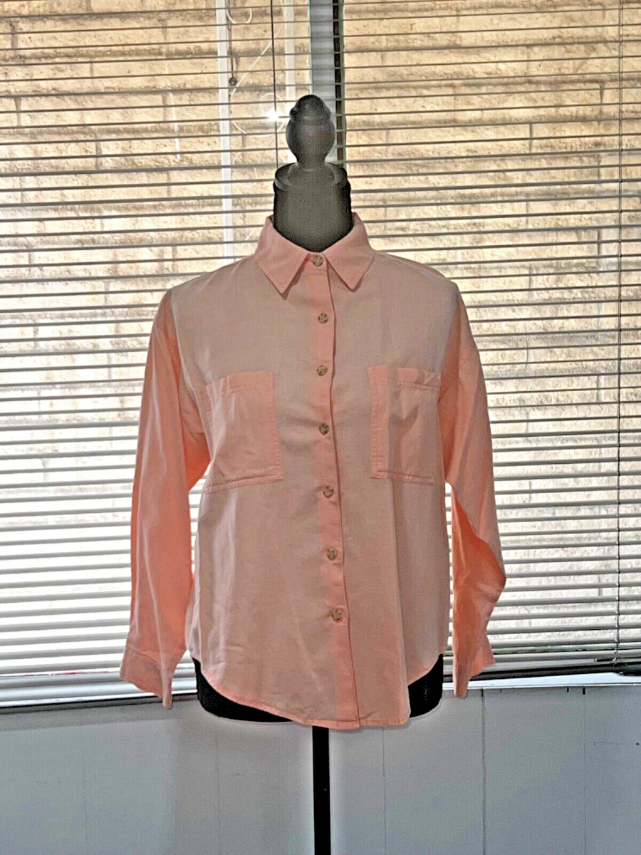 Carol Horn Women Salmon Long Sleeve Collared Button Up Shirt Size S | eBay