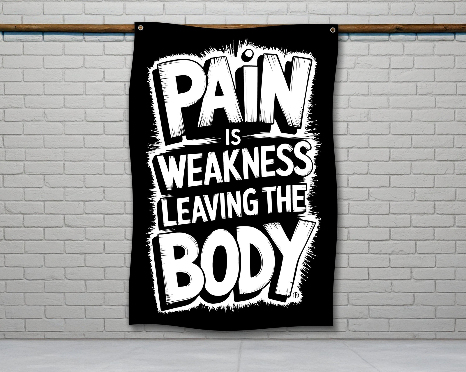 Motivational Home Gym Banner - Pain Is Weakness Leaving The Body Decor