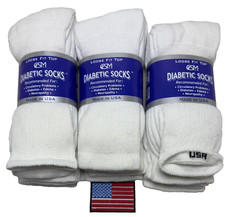DIABETIC Crew Socks Size:13-15, shoe Size-12to15 9ps,White,Dr. recommended.USAm  