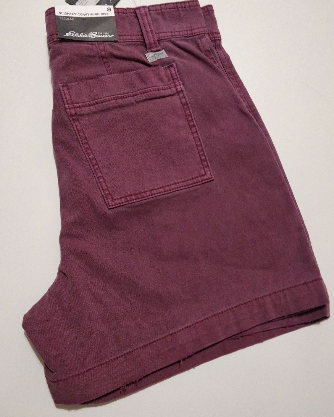 Eddie Bauer Women's SLIGHTLY CURVY-HIGH RISE, BURGUNDY, Size 8 Short RRP $60 image 7