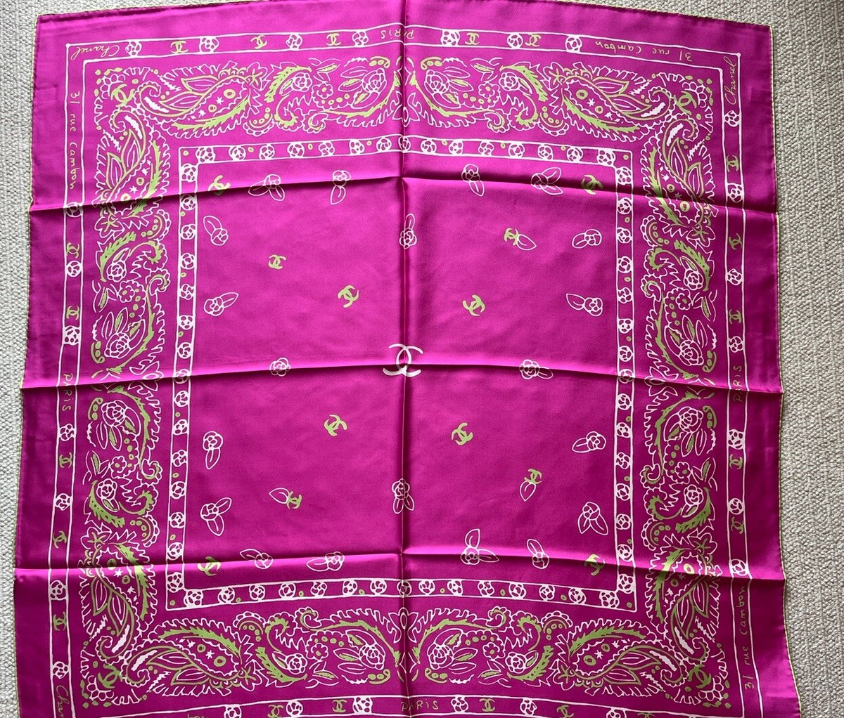 Chanel New Fuchsia Bandana Silk Scarf | eBay