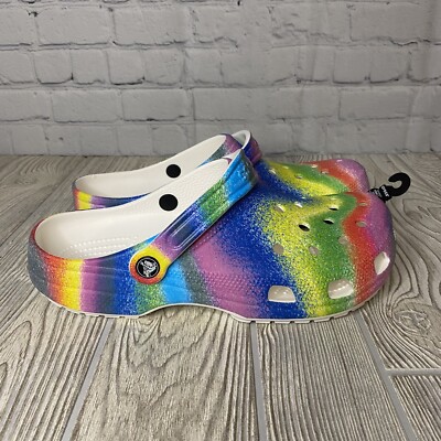 Crocs Classic Clogs Spray Dye Neon Rainbow Men's 10 Women's 12 NWT