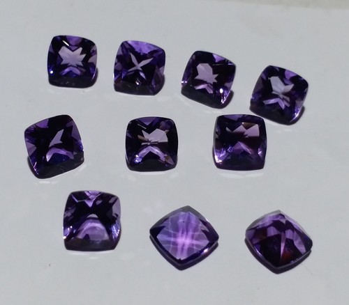 Cushion Faceted Cut 5 Pcs Purple Amethyst 8mm - 15mm Calibrated African Gemstone - Imagen 2 de 5
