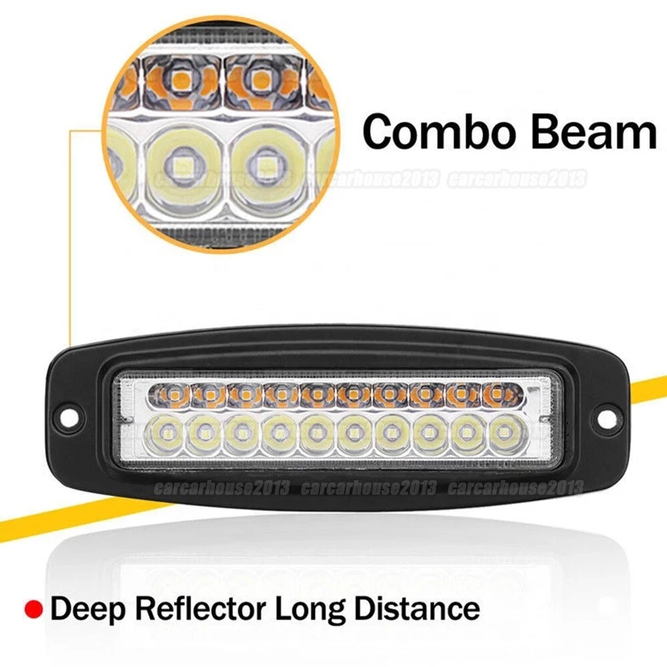 2x 6 pies Montaje empotrado LED Barra de luz de trabajo Punto Inundación Parachoques trasero Vainas inversas 7 pulgadas Foto 3 de 4