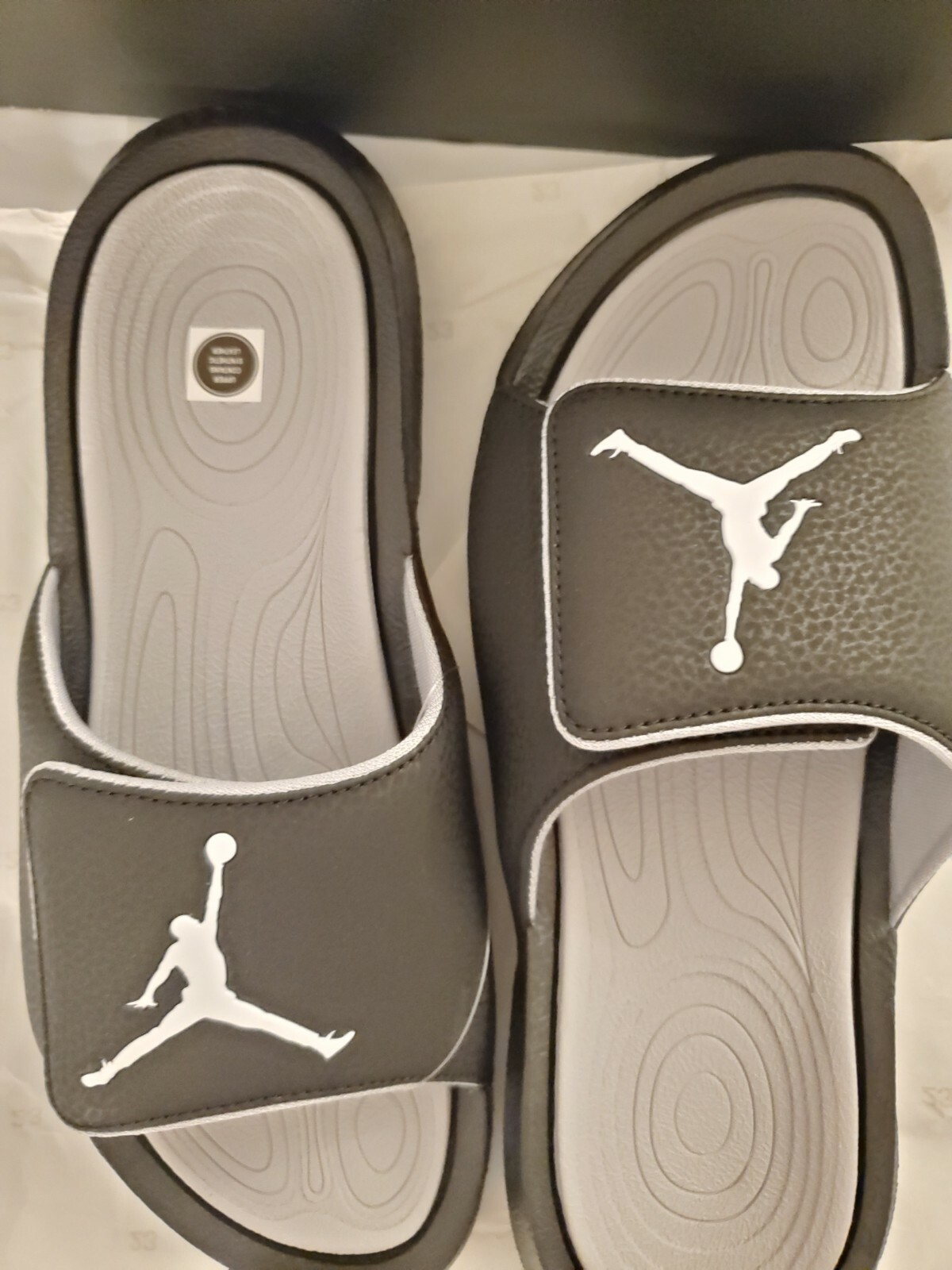 grey jordan slides