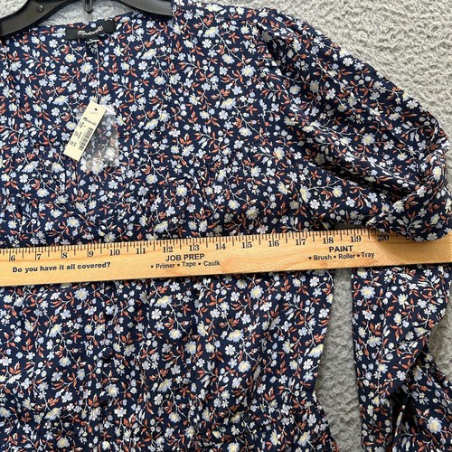 Madewell Shirt Womens Small Blue Harvest Vine Floral Silk Peplum Cottagecore Top - Picture 2 of 15