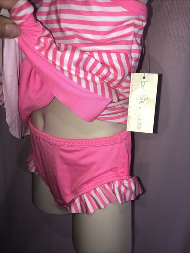 New with Tag Bobbie Brooks 2 PC S (6/6X) Pink Stripe Swimsuit Bikini BB12 - Picture 9 of 12