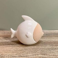 Ceramic White Fish Sculpture Ornament Nautical Home Seaside Ocean Marine Decor