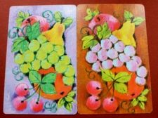 2 Single Genuine Vintage Swap Playing Cards Fruit Colorful Pair