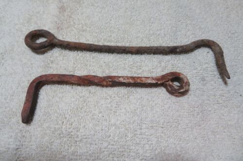 Antico Vintage Rustico Rustico Cancello Fienile Porta Ganci Chiusura Ferro Torto - Foto 2 di 2