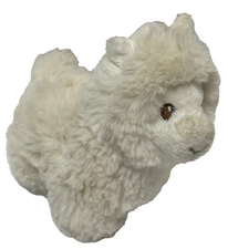 Ebba Aurora World Very Soft Plush White Llama Rattle Infant Toy 6 Inches