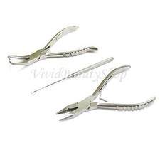 Clamp Pliers Needle 3pcs Tool Kit for Micro Ring Link Bead Human Hair Extensions