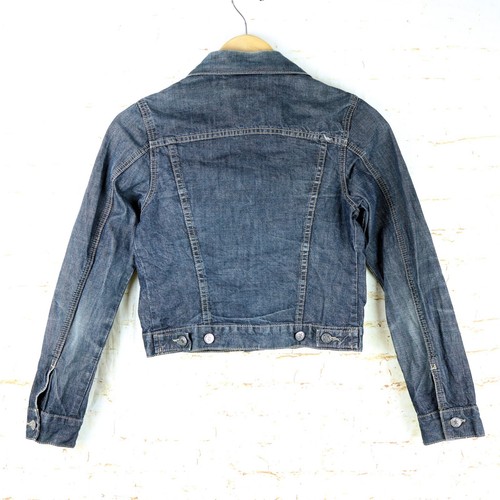 Chaqueta Bulldog Vintage Años 90 Para Mujer M Azul Denim Camionero Crop Algodón De Colección Hecha en EE. UU. - Imagen 2 de 14