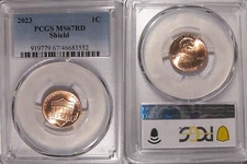 2023 P Lincoln SHIELD Cent 1c PCGS MS67RD