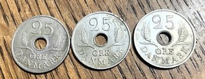 Denmark 25 Ore Coins, 1967, UNC  3 Coins