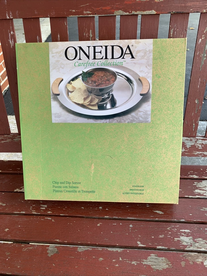 Oneida Stainless Chip And Dip Server 15” NIB Mint 1997 - Изображение 2 из 3