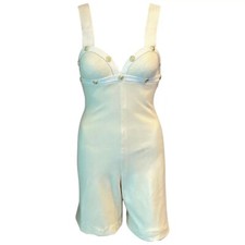 Gianni Versace S/S 1992 Runway Vintage Bustier Embellished Ivory Romper Jumpsuit