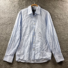 Country Road Mens Shirt Size L Blue Textured Stripe Long Sleeve Collared