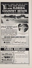 1962 Print Ad Florida Highlands 1 1/4 Acre Homesites Near Ocala,FL Huge Bass
