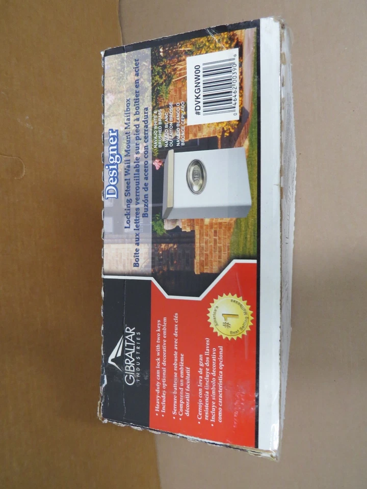 Gibraltar Mailbox Locking Steel Wall Mount Designer White Brass Finish DVKGNW00 - Image 4 of 4