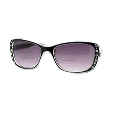 Women's Bifocal Reading Lens Sunglasses Rhinestone Rectangular Frame