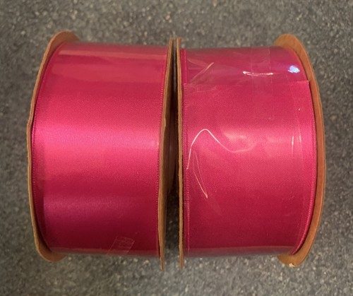 2x2”x50 Yds Fuchsia Pink Satin Fabric Wrapping Ribbons New -2 X 2inch X 50 Yards - Picture 2 of 5
