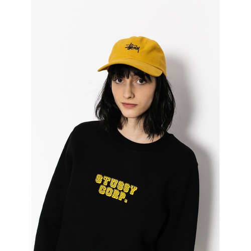 Stussy Corp Sweatshirt Womens Small Black Yellow Graphic Crewneck Streetwear - Picture 2 of 15