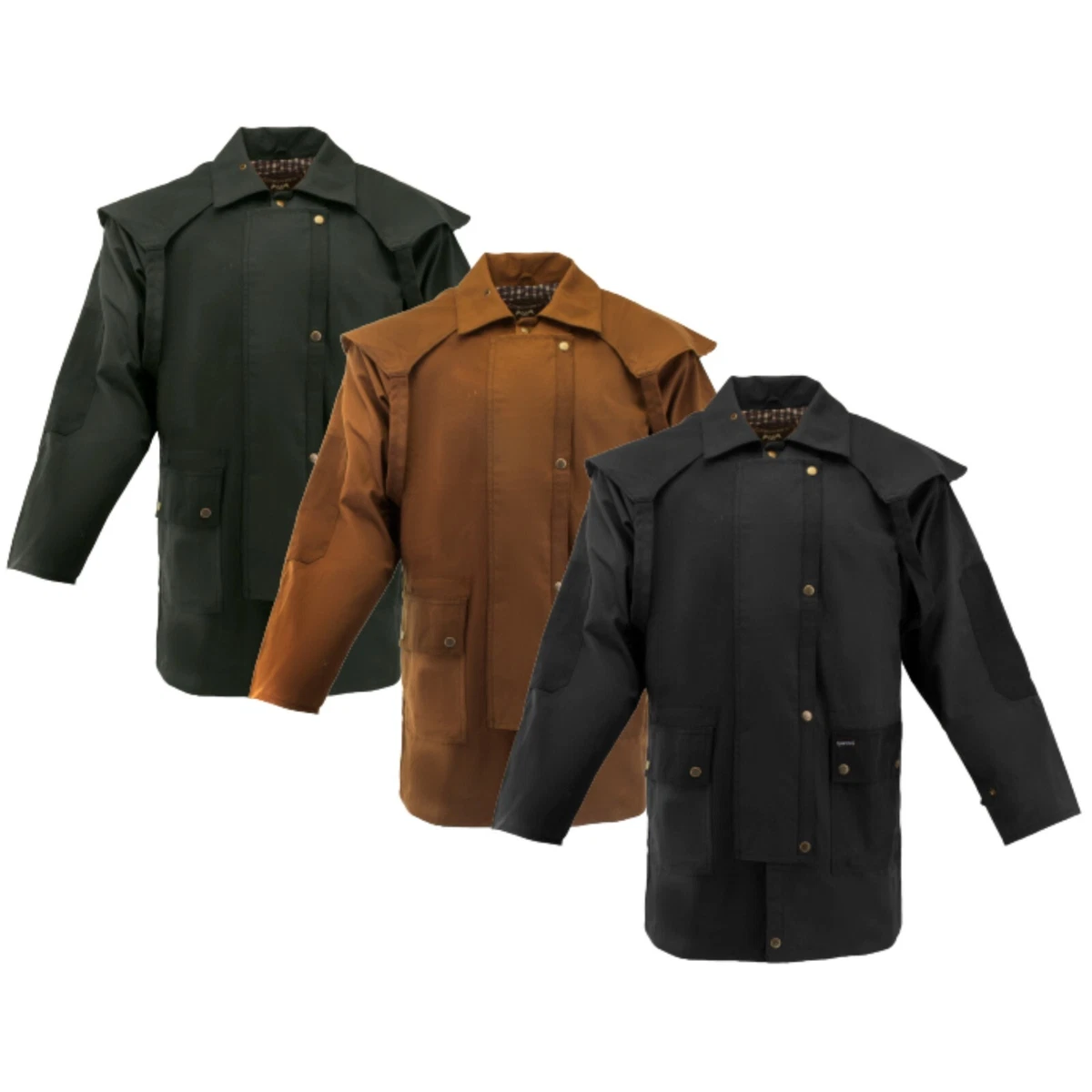 Oilskin Cotton Western Short Duster Jacket Waterproof Breathable Long Sleeves