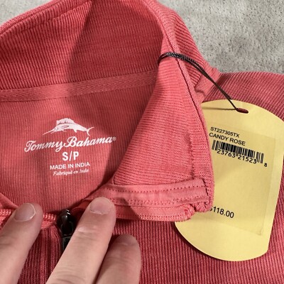 Tommy Bahama Candy Rose 1/4 Zip Long Sleeve Pullover Sweatshirt Men Size Small