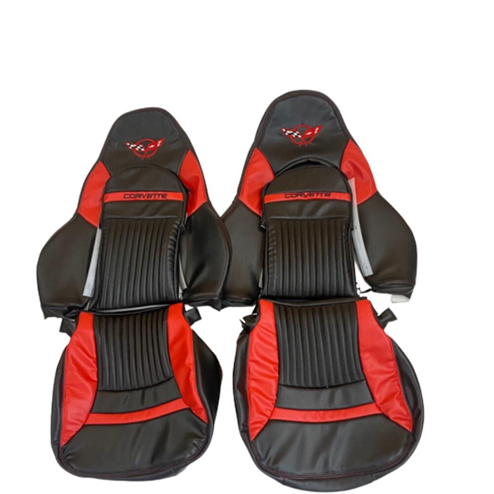CHEVY C5 SPORTS SYNTHETIC LEATHER SEAT COVERS IN BLACK & RED COLOUR 1997-2004