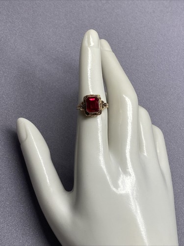 Antiguo anillo de colección estilo eduardiano Ostby Barton OB 10K oro rubí tamaño 6 2,47 gramos - Imagen 6 de 11