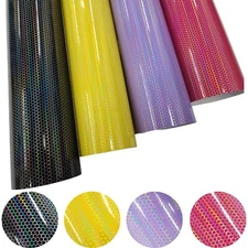 Glossy Honeycomb Holographic Laser Chrome Vinyl Car Wrap Sticker Decal Film Roll