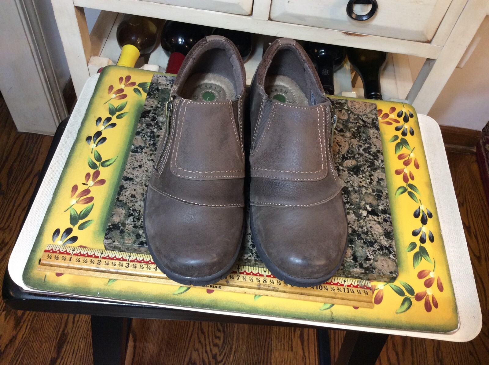 Earth Origins Brown Leather Slip On Comfort Shoes sz … Gem