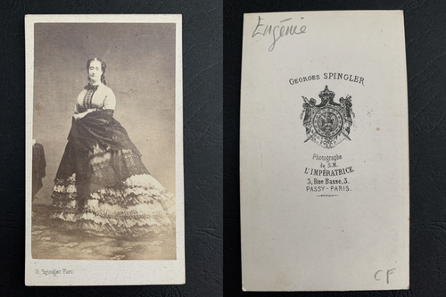 Tirage Albuminé Vintage Eugénie De Montijo, Impératrice - 1865, Format 6,5x10,5 Cm