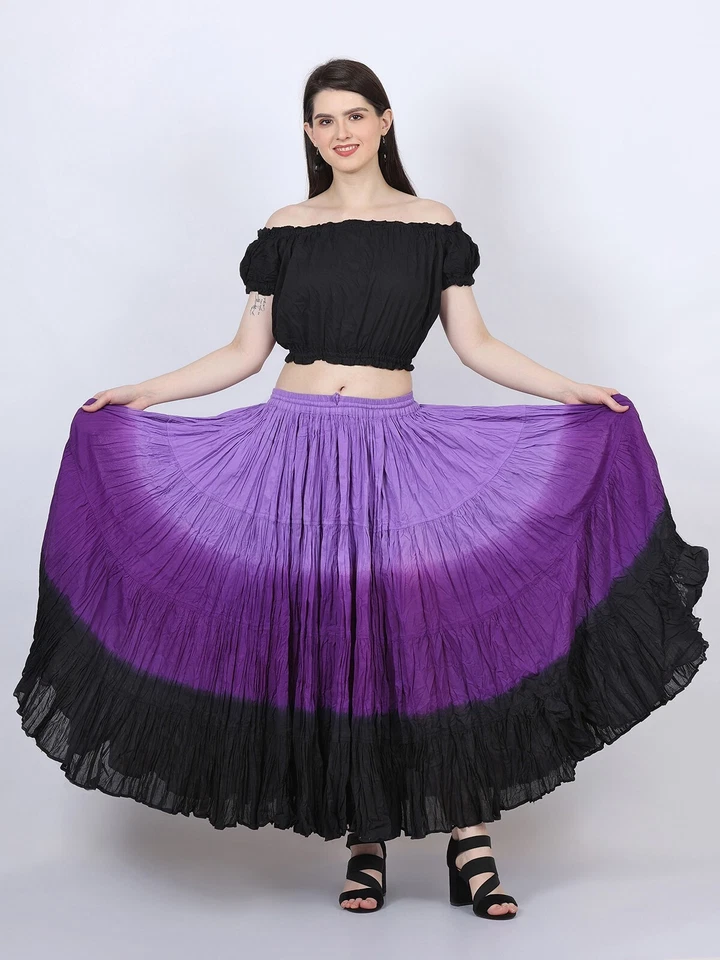 Store333 25 Yardas Gitana Tribal ATS Falda Lila Púrpura Negro Tinte Algodón F... - Imagen 3 de 4