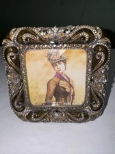 TIZO Jeweled w/crystals Enamel 3"x3" Picture Frame